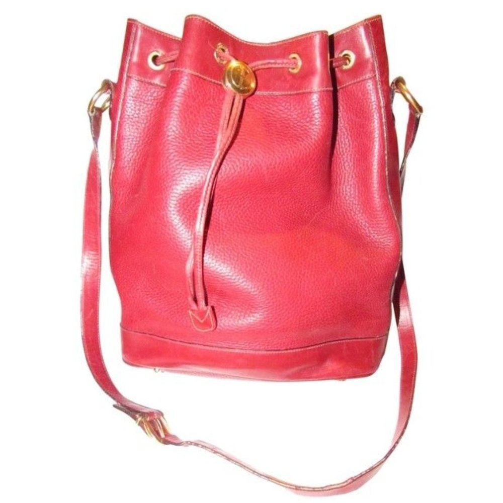 Gucci Xl Bucket Bag W Pebbled Drawstring W Smooth Trim True Red gold Accents L